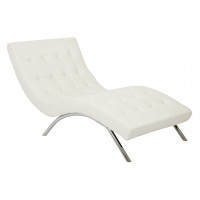 OSP Home Furnishings BAK72-W32 Blake Tufted Chaise in White Faux Leather with Chrome Base